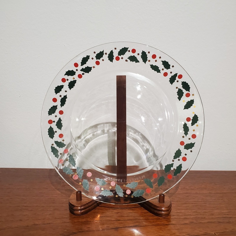 Vintage‎ Arcoroc France Christmas Plate, 8 Inch, Holiday Holly